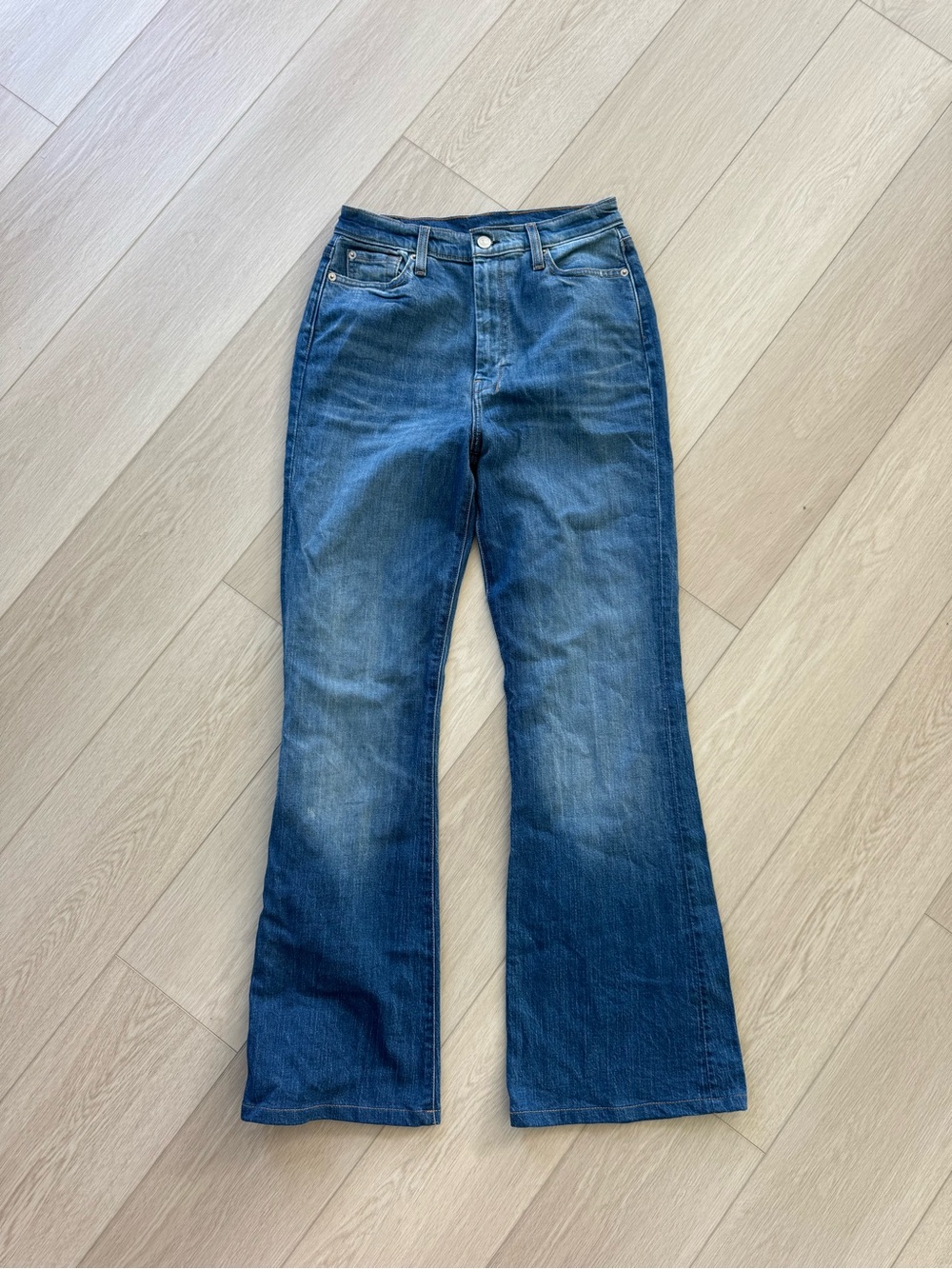 7 For All Mankind Midwash Blue High-Rise BootCut Jeans